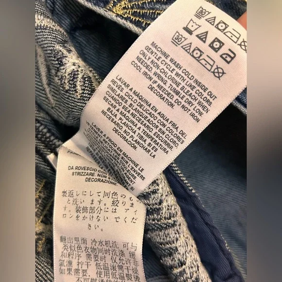 Guess Women's Blue Gold Embroidered Burnished Bomber Jacket Size XL - Picture 10 of 10